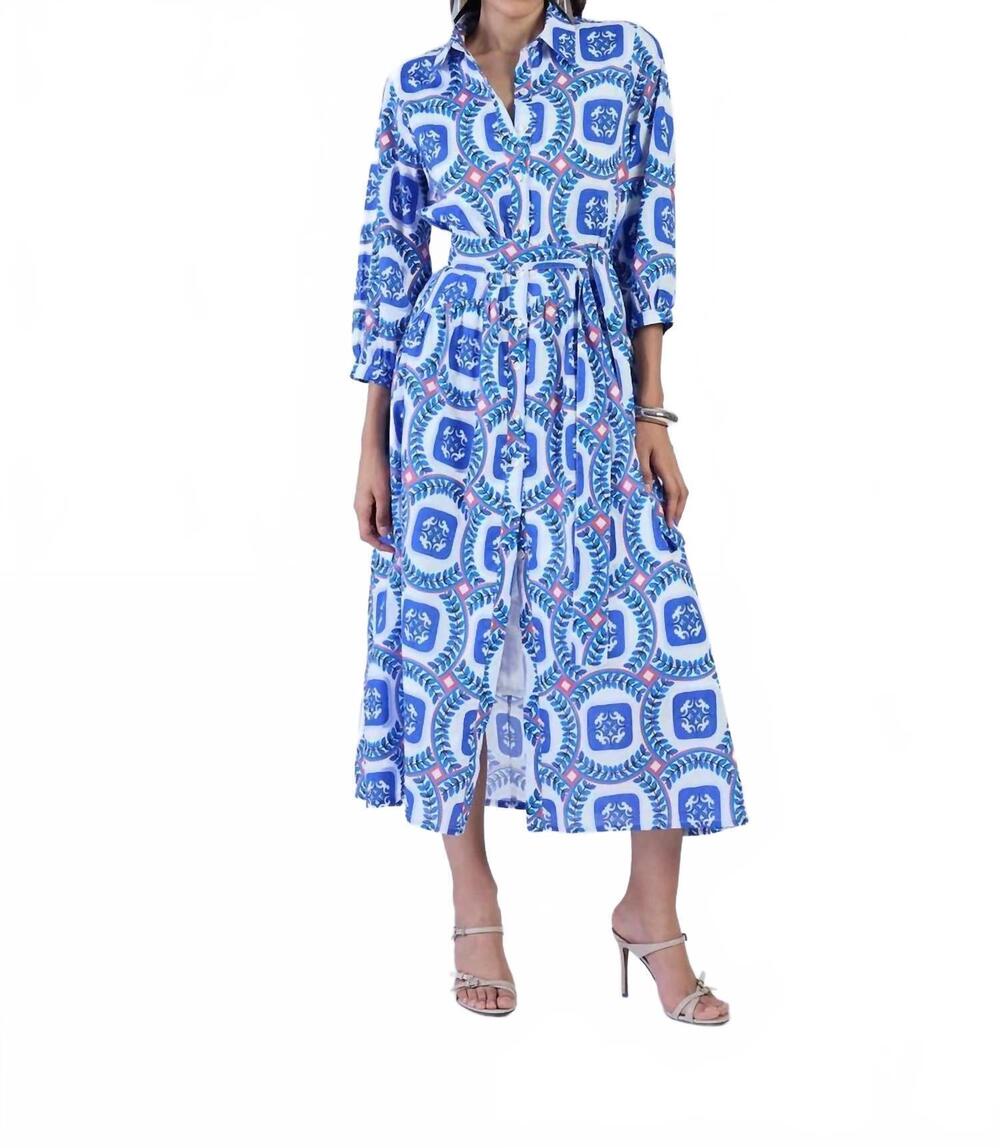NEW BEYOND BY VERA brie palermo dress in sapphire